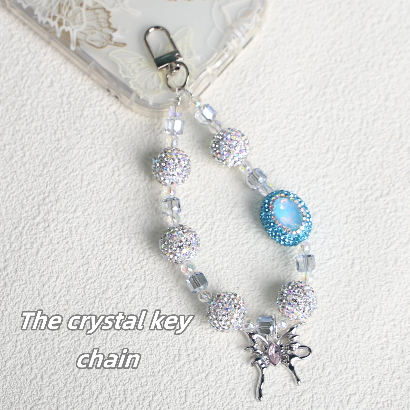 Drilling ball mobile phone small short chain alloy butterfly pendant fashion mobile phone accessories pone charm