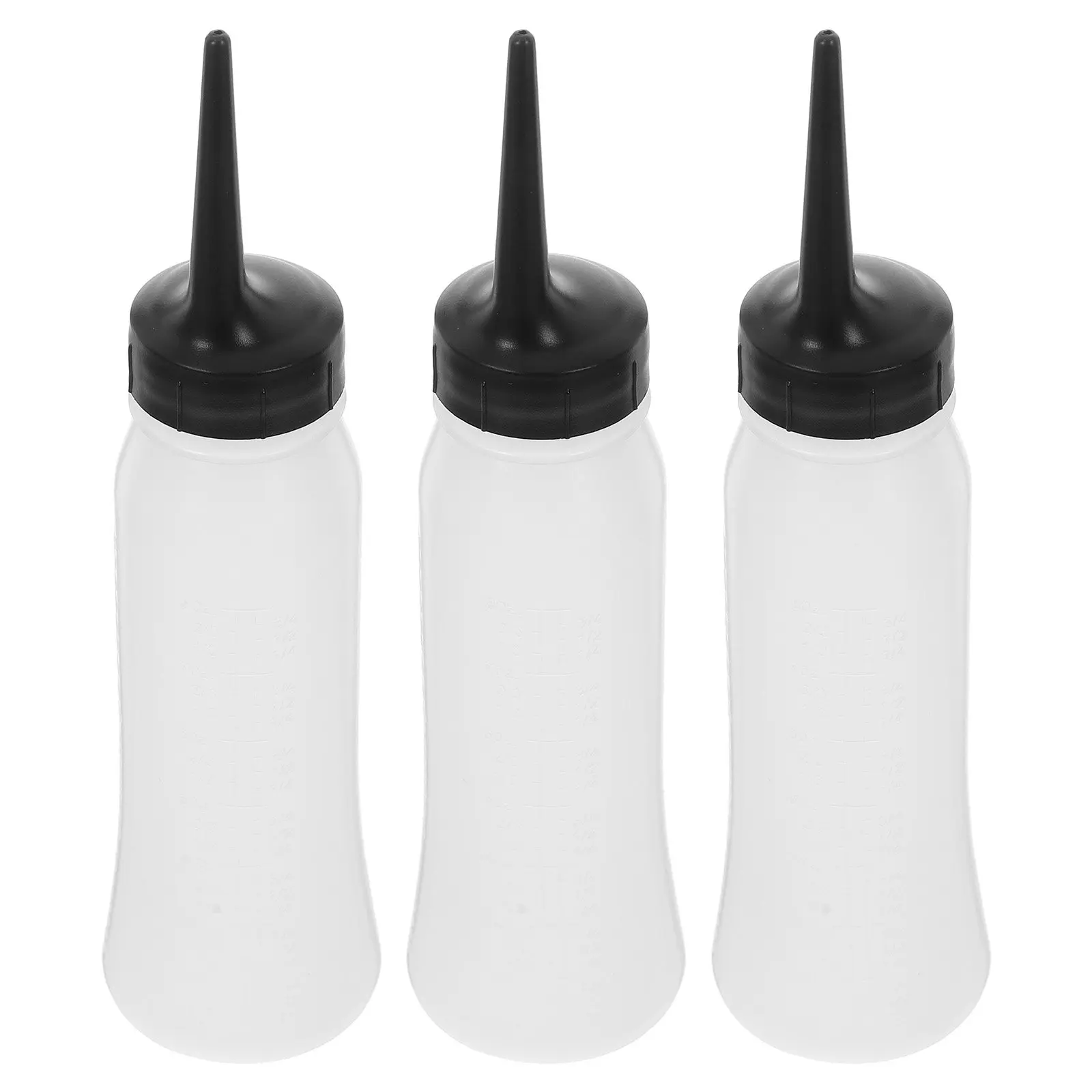 

3Pcs Hair Dye Applicator Bottles Refillable Squeeze Salon Bottles with Graduated Scale for Hair Color Conditioner Shampoo