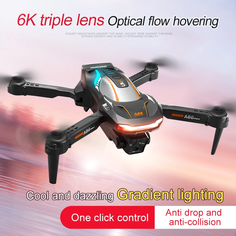 A88 Drone 8K Professional Dual-Camera Aerial Photography 360-Degree Obstacle Avoidance Mobile Positioning Folding Quadcopter Toy