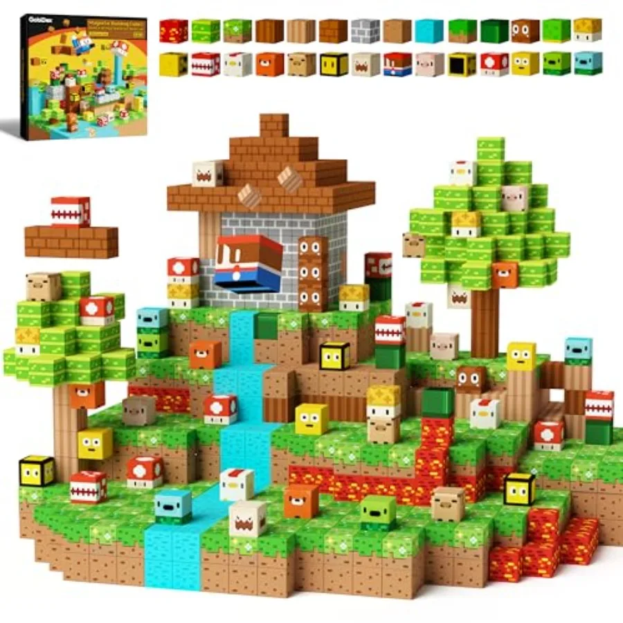 

Magnetic Building Blocks Game Based Build Magwonder World with Magnet Construction Toys 100PCS STEM Sensory Travel Gift for Boy