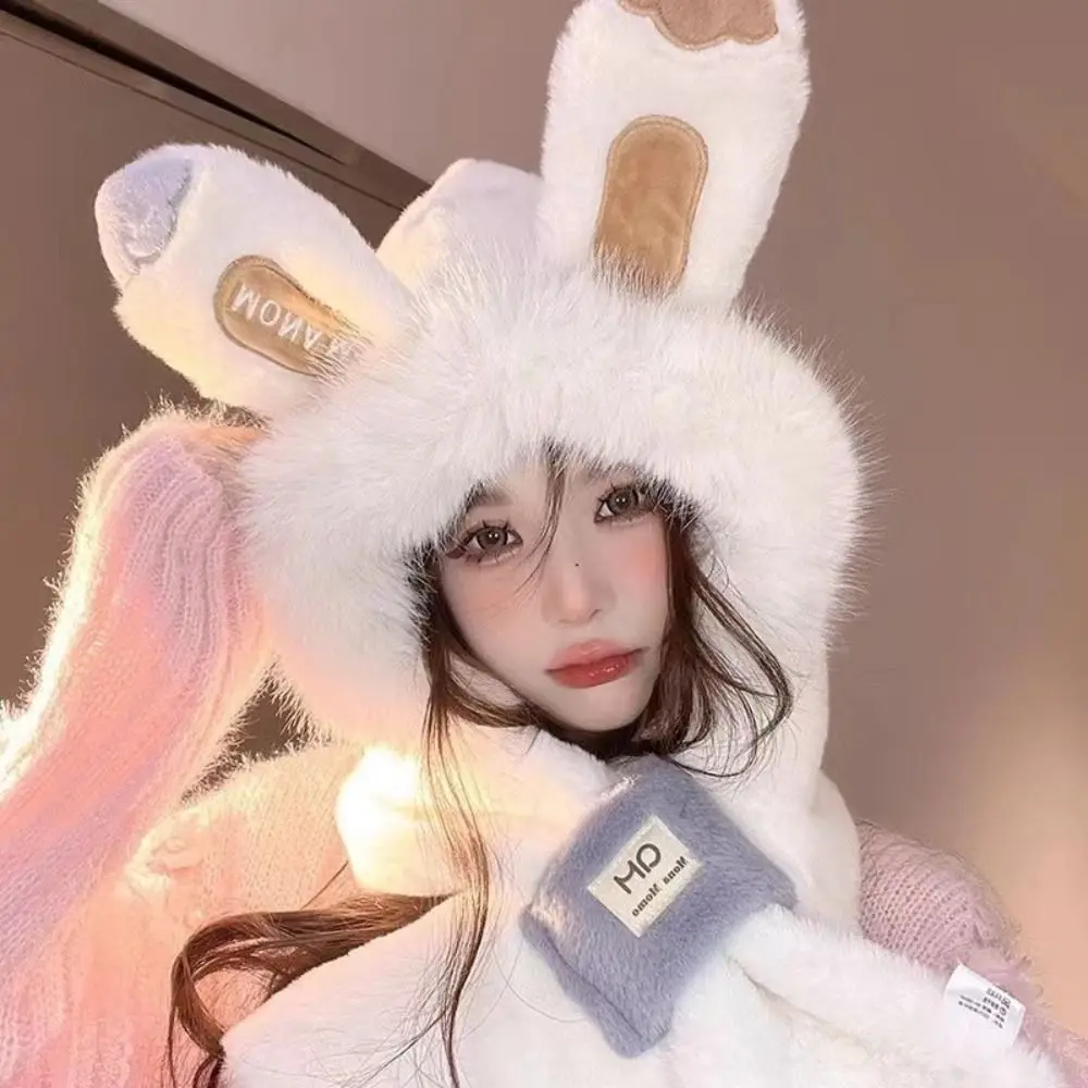 

Personality Ear Protection Rabbit Ear Hat Winter Thickened Bib Scarf Hat All-match Woolen Rabbit Scarf Winter/Autumn