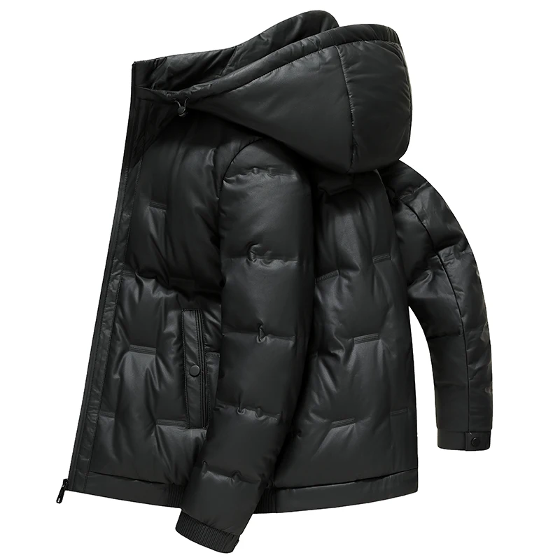 Casual 2024 Winter männer Weiße Ente Unten Jacke Outwear Einfarbig Hut Abnehmbare Warme Puffer Mantel Übergroßen Lose unten Kleidungsstück