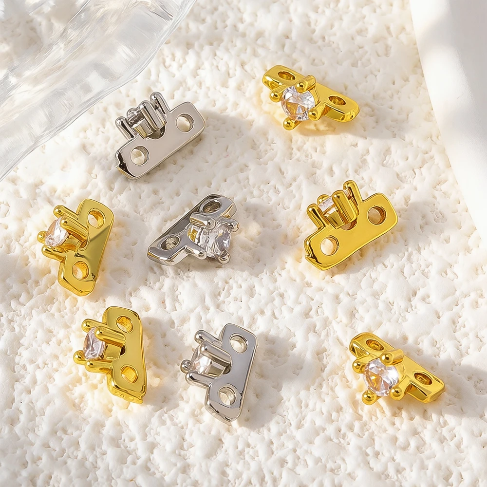 18K Gold Plated Brass 2 Holes Spacer Bars Zircon Separators Beads DIY Jewelry Making Supplies Double-Strand Necklace Accessories