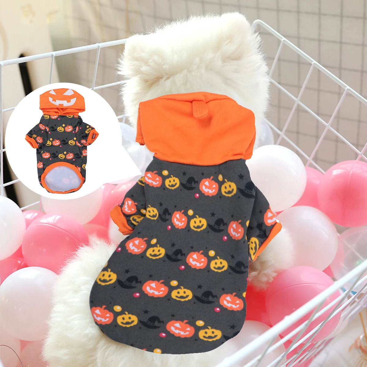 

Pet Clothes Adorable Dog Pumpkin Costume Warm Jacket Small Medium Large Halloween Party Apparel Coat Sweater