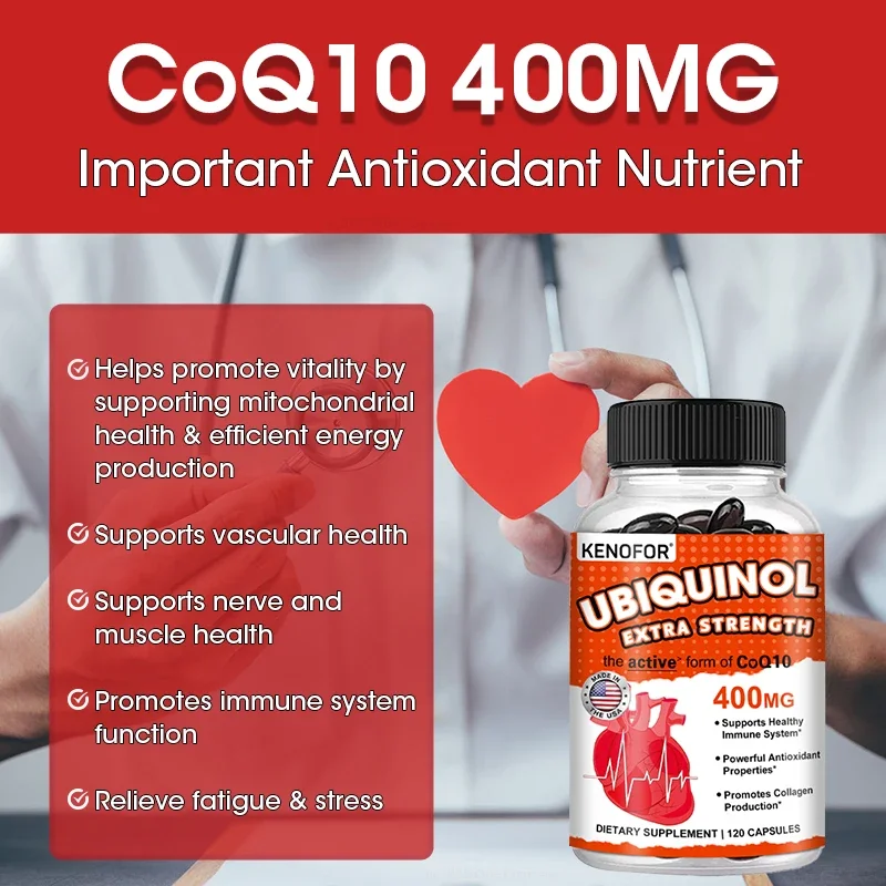 Organic Ultra High Absorption UBIQUINOL COQ10 Coenzyme Q10 Vascular and Heart Health Blood Pressure Balance Suitable for Adults