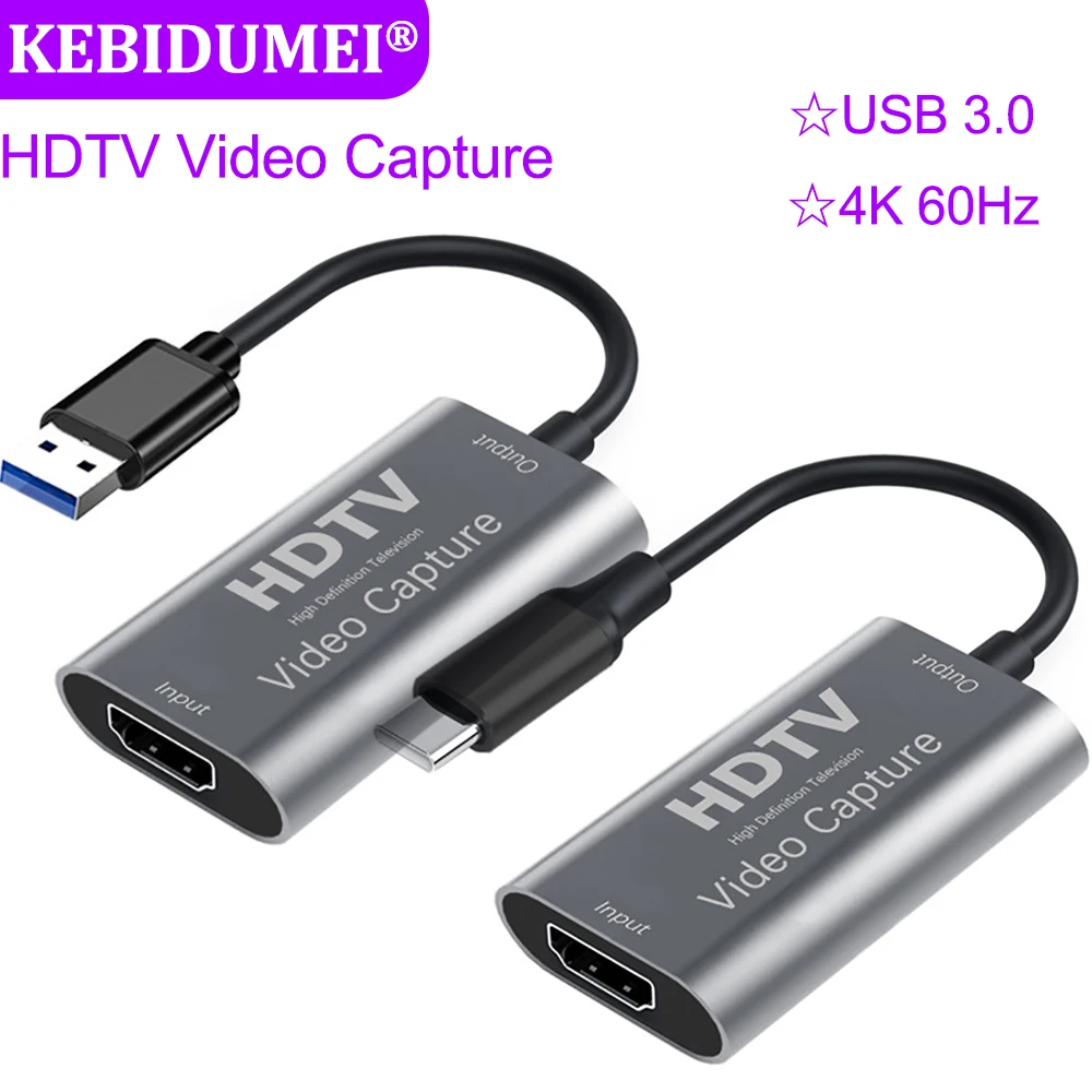 USB 3.0 비디오 캡처 카드, PC 스위치 Xbox 녹화 라이브 스트리밍용, USB/C타입 게임 그래버 레코드, 4K 60Hz HDMI 호환 