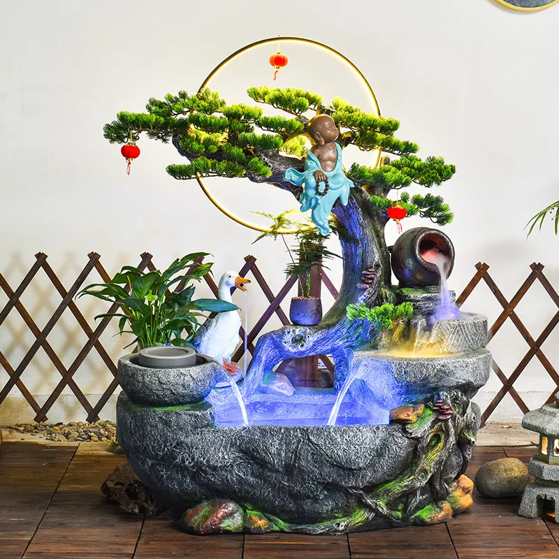 New Chinese Welcome Pine Flowing Water Fountain Balcony Villa Outdoor Living Room
