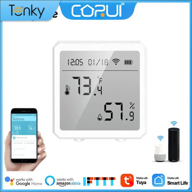 

Electronic Wet And Thermometer Indoor Lcd Display Intelligent Wireless Voice Support Alexa Home Tuya Digital