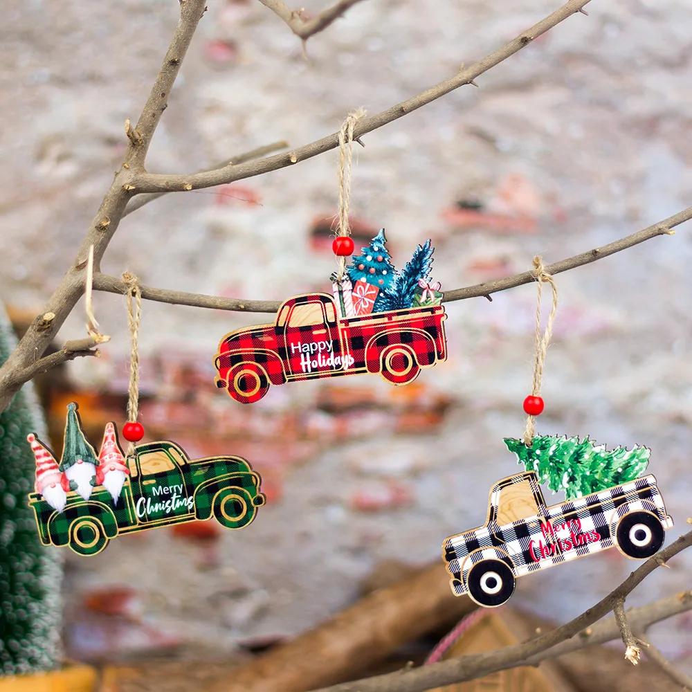 Ornamenti di legno appesi di natale per l'albero di natale assemblaggio fai da te decorazione natalizia per la casa regalo di capodanno forniture artigianali di natale
