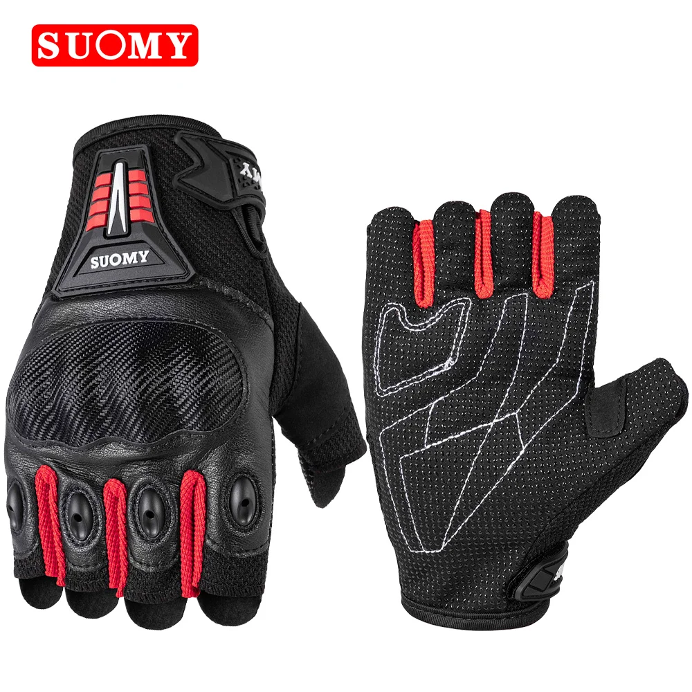 SUOMY Summer Motorcycle Fingerless Gloves Accessories Hard Shell Protective Half Finger Bicycle Cycling Gloves Motocross Guantes