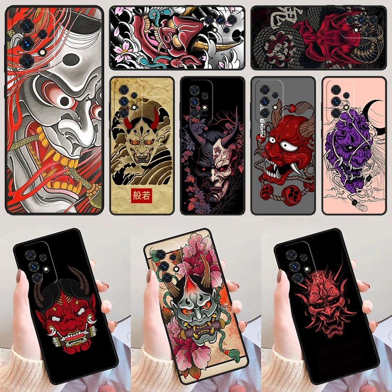 Japanese Tattoo Demon Mask Oni Hannya Samura For Samsung A52 A72 A73 A20e A21S A50 A70 A42 31 A40 A51 A71 A32 A80 A91 Phone Case