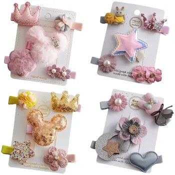 Glitzernde Leder-Stern-Haarspange für Mädchen, Pailletten, Perlen, Blumen-Haarschleifen, Haarnadel, Kinder-Baby-Kopfschmuck