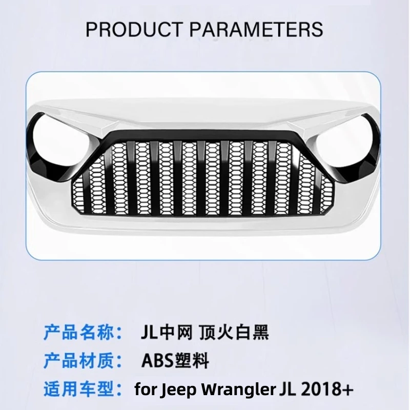 Front Grille Radiator Grill Assembly for Jeep Wrangler JL JT 2019-2023 Convert Black White Style Mask Body Kit Car Accessories