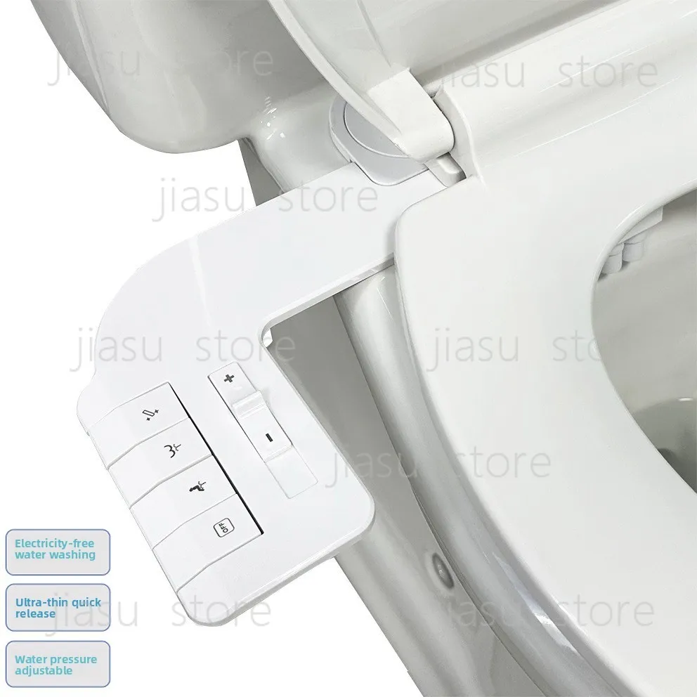 

Non-Electric Bidet Seat Attachment with Self-Cleaning Nozzle One-Touch Quick Release for Feminine & Hip Wash