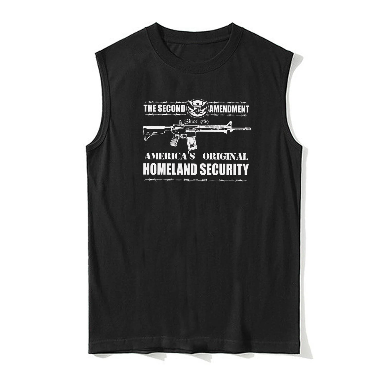 America's Homeland Security Pro Gun Rights 2nd Amendment Tanktop 100% Cotton O-Neck Summer Casual Mens Vests Sleeveless T-shirt