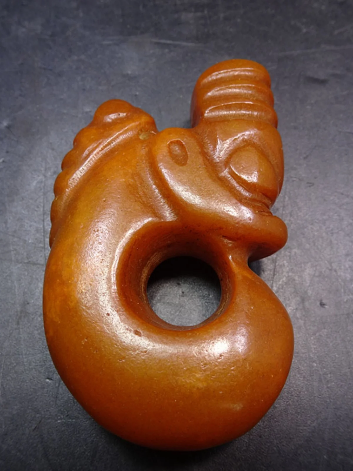 High ancient  handle, Hongshan culture artifact, pig dragon carving, back jade cicada human face, yellow jad