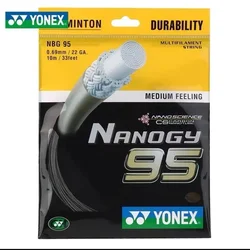 Yonex Badminton Racket String, Nanogia para sentimento médio, Yonex BG95, 0,69mm, NBG95