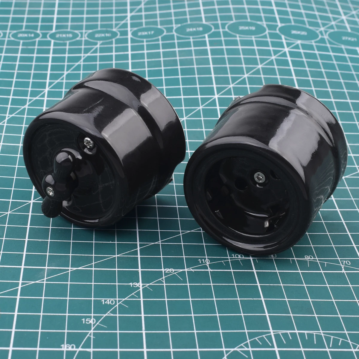 Coswall Ceramic Material, Retro Rotary 1 Gang 2 Way Light Switch + EU Standard Wall Socket Grounding, External Installation