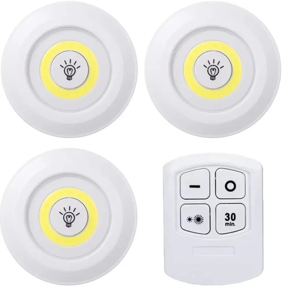 Luz LED para debajo del gabinete con batería, con Control remoto, luz blanca/cálida, luces para armario, Sensor táctil, luz nocturna inalámbrica