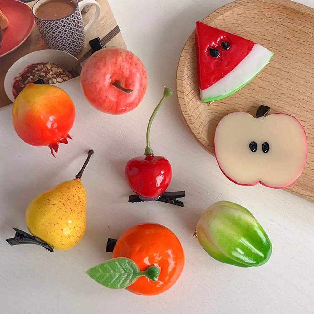 Personality Cherry Simulation Fruit Hairpin Peach Fake Food Cute Hair Clip Women Hair Accessories Lemon Daily