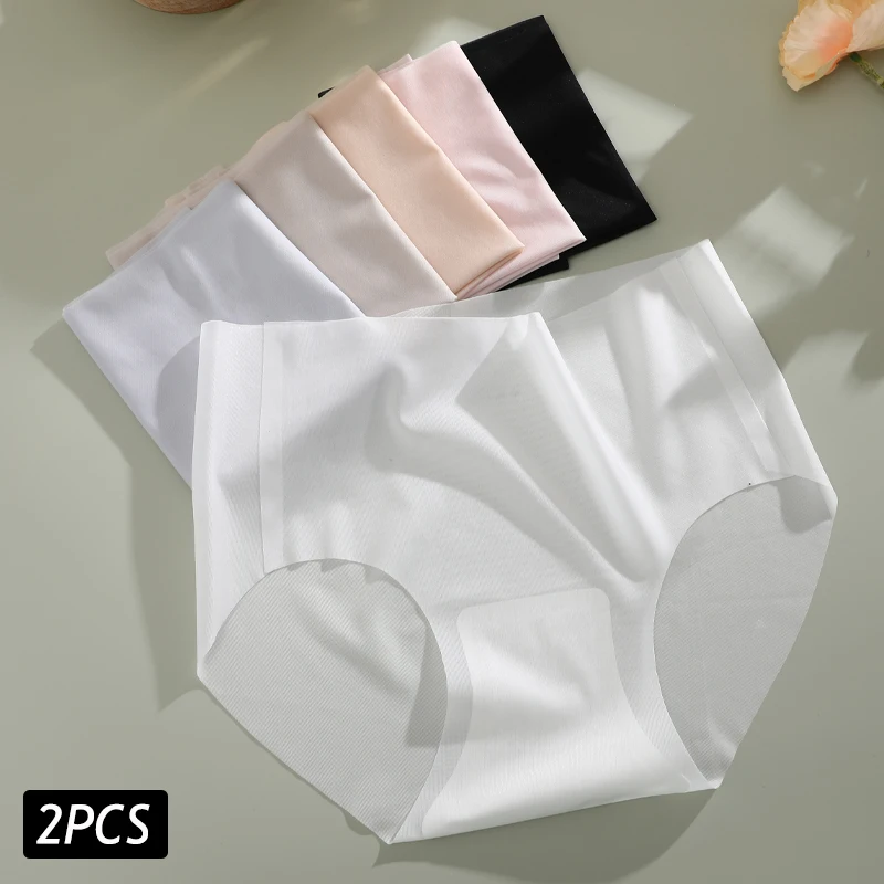 2PCS Бесшовные, тонкие женские трусики Сексуальное, прозрачное нижнее белье Средняя талия Летнее крутое нижнее белье