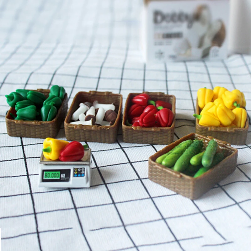 5Pcs/set Dollhouse Miniature Vegetables Toys Model 1/12 Mini Simulation Doll House Kitchen Food Play Accessories Toys