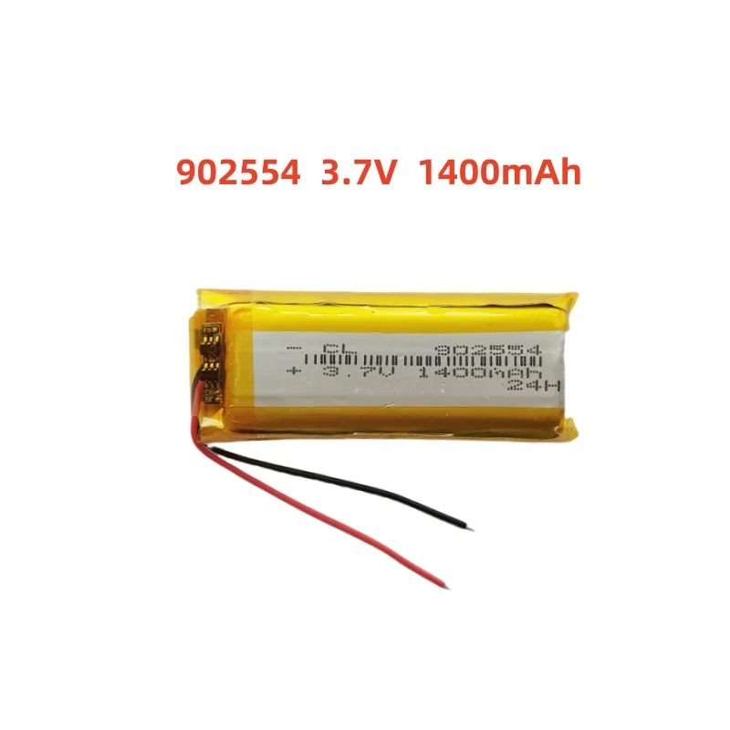 

3.7V 1400mAh Li-Polymer Replacement Li Lipo Battery 902554 JST 2Pin 1.0/1.25/1.5/2.0/2.54mm Connector For GPS Camera LED