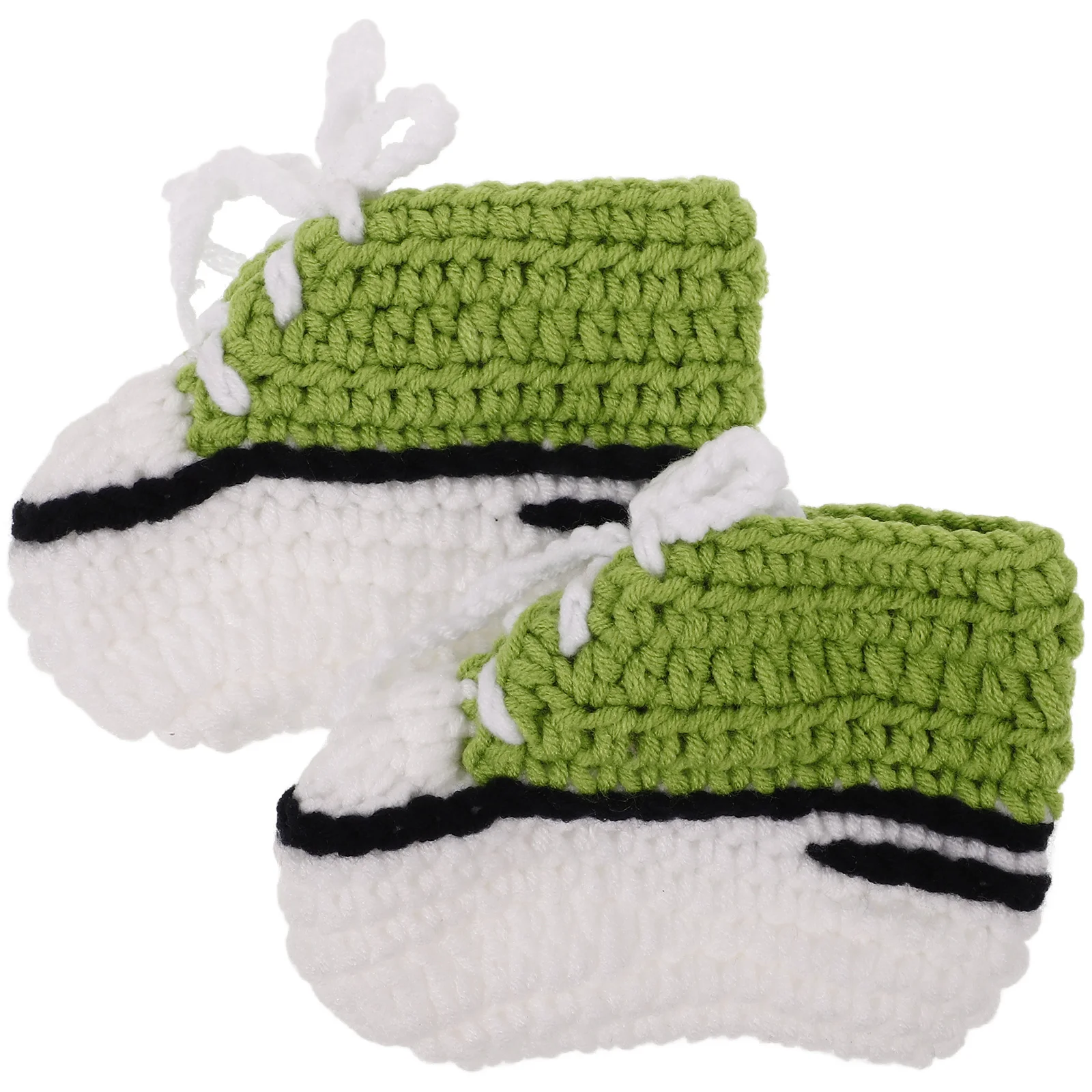 Adorável 10cm verde crochê sapatos de bebê meias de malha macia para bebês 0-12m respirável design elástico sapatos de bebê de malha