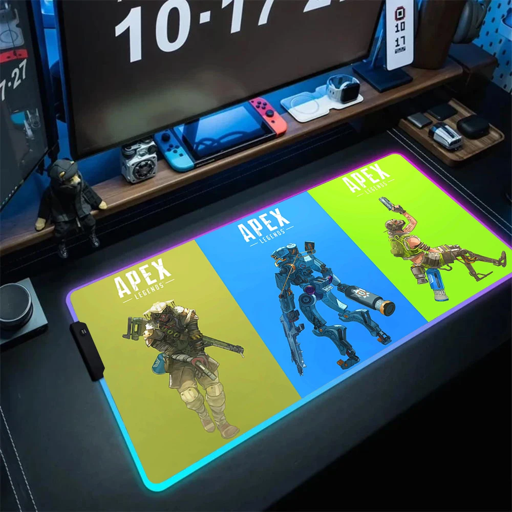 Rgb Mouse Pad Gaming Apex Legends Big Dazzling Cool Mousepepad Back Light Deskmat Cheap Pc Gamer Cabinet Office Accessories Xxl