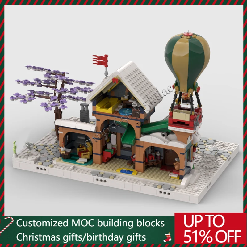 676 Parts MOC Christmas Series Post Office Model Building Block Bricks DIY Creative Assembly Set Educational Toys Surprise Gifts