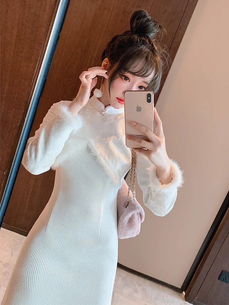 

Ele Young Sle Thiened Dr Floral Pattern Long Sve Low Slit for Banquet High Quali Girls Special Dr