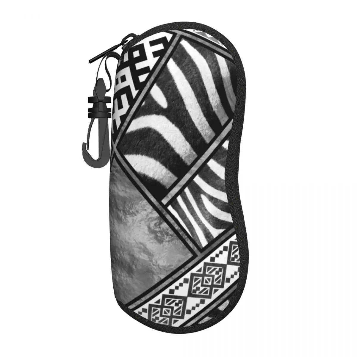 Custom Zebra Fur Skin Ethnic Tribal Eyeglass Glasses Case Men Women Soft Animal Leather Texture Sunglasses Protective Pouch
