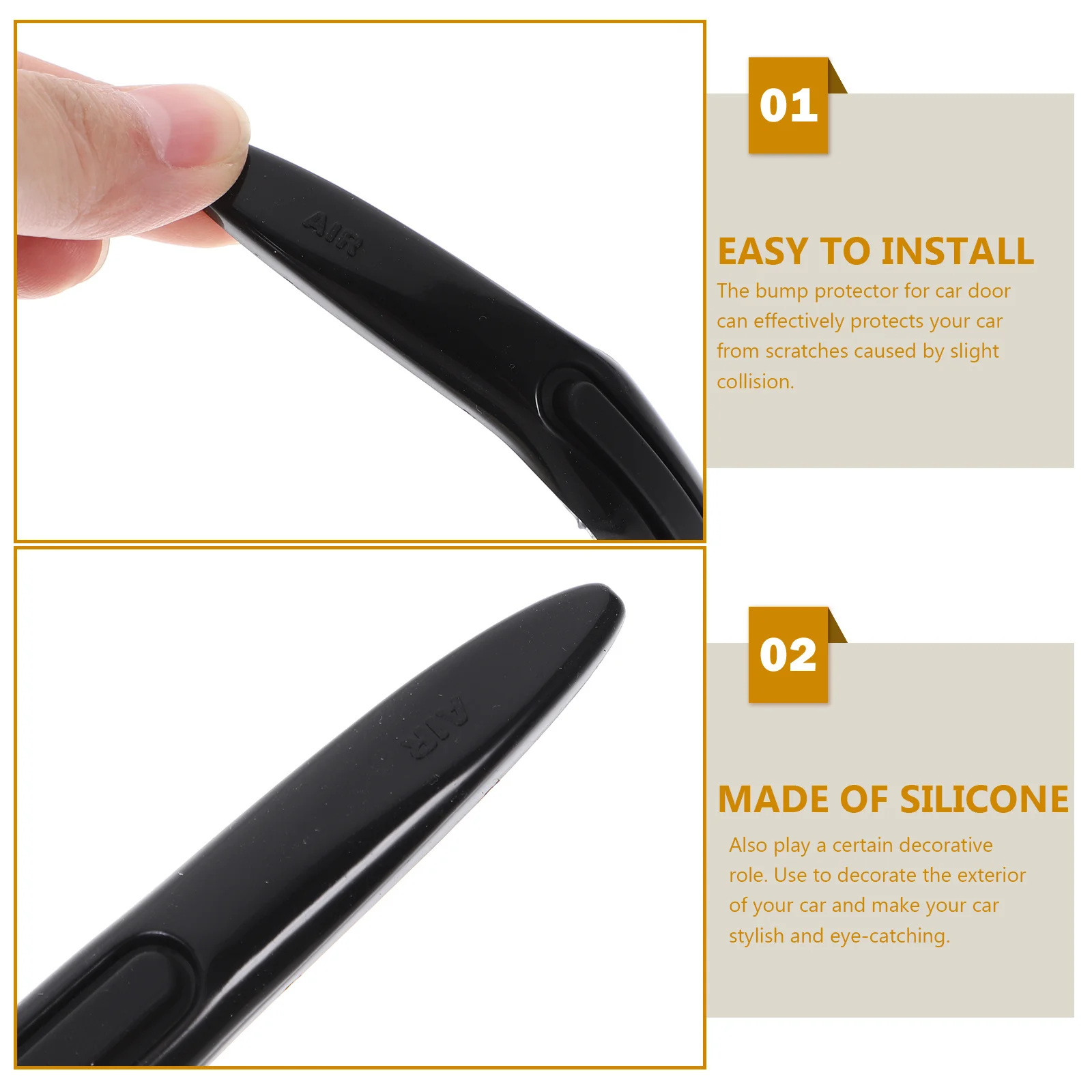 

2pcs Car Anti-Scratch Strips Silicone Door Edge Guards Bumper Protector For Ding Prevention Scratch Resistance Decorative Trim