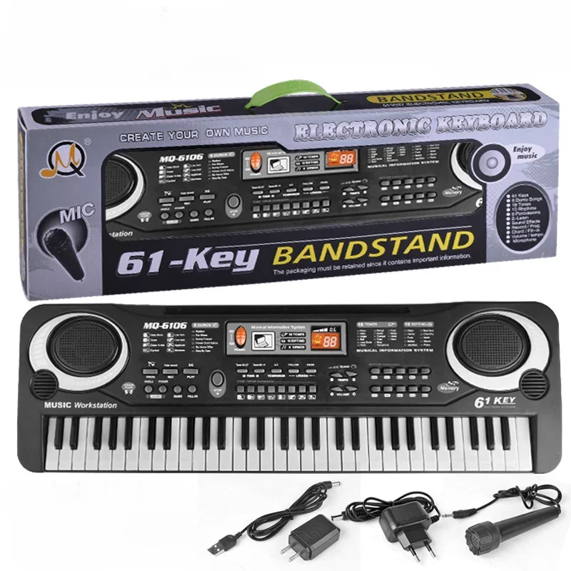 37/61 Keys Children Electronic Keyboard Piano with Microphone Beginner Musical Instrument Organ Educational Toys Gift for Kids