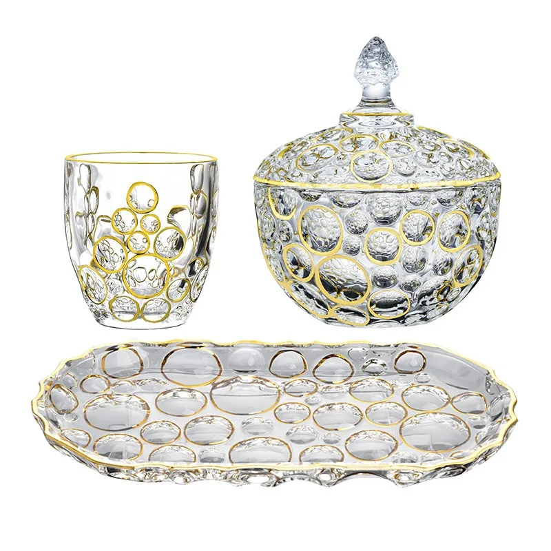 

Light luxury crystal glass gold-painted polka dot whisky cup