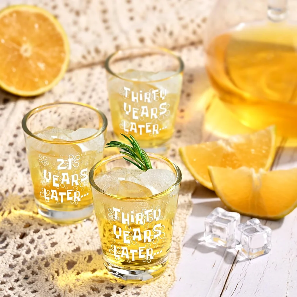 Thirty Years Later Shot Glass Funny 21st 30th Birthday Gift for Men Women 30 Years Birthday Party Decor Gift for Him Her Friend view 4