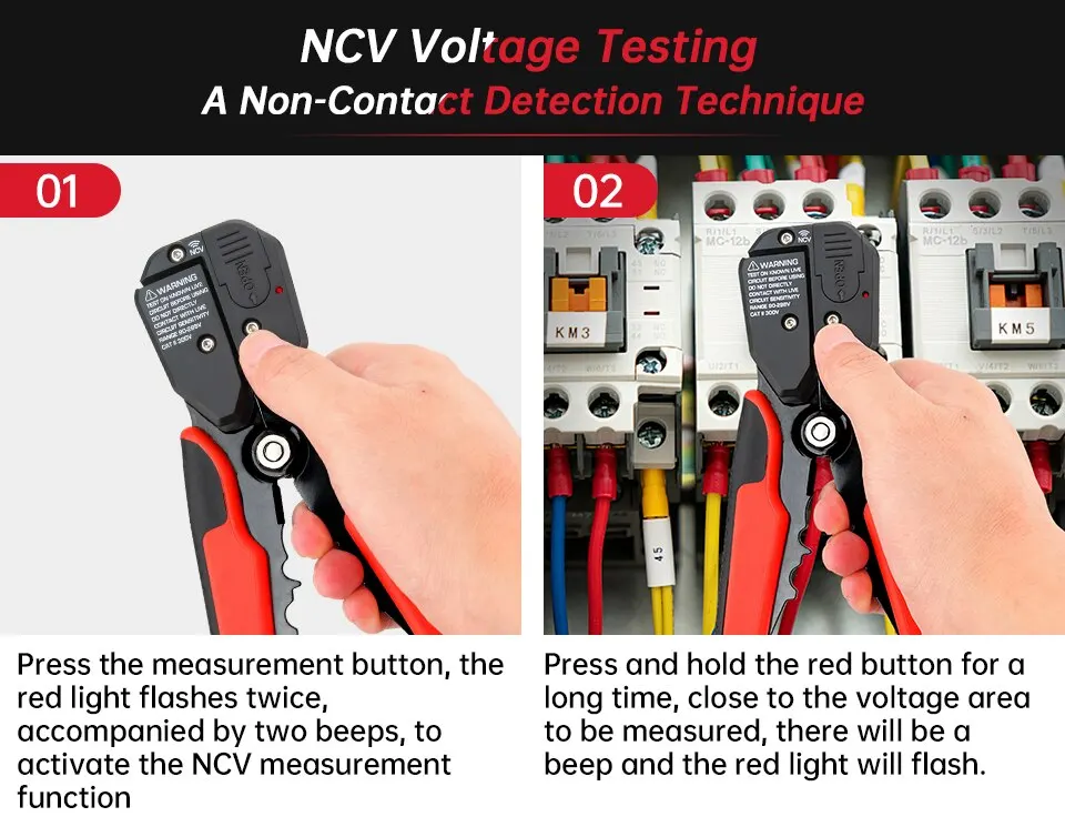 GVDA 4 in 1 Automatic Wire Stripper Crimper Cable Cutter Multifunctional Stripping Crimping Pliers Non Contact Voltage Detector