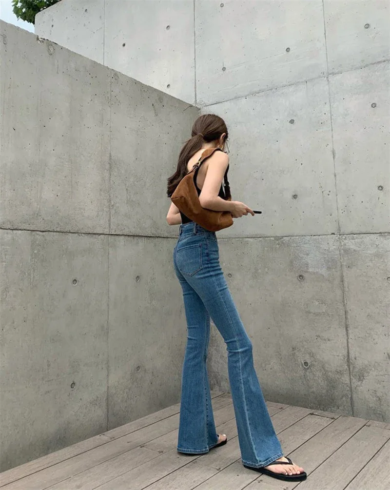 Autumn And Winter New Retro Micro Flared Jeans With High Waist Slim Fit Lifted Hips Wide Legs Flared Jeans For Women