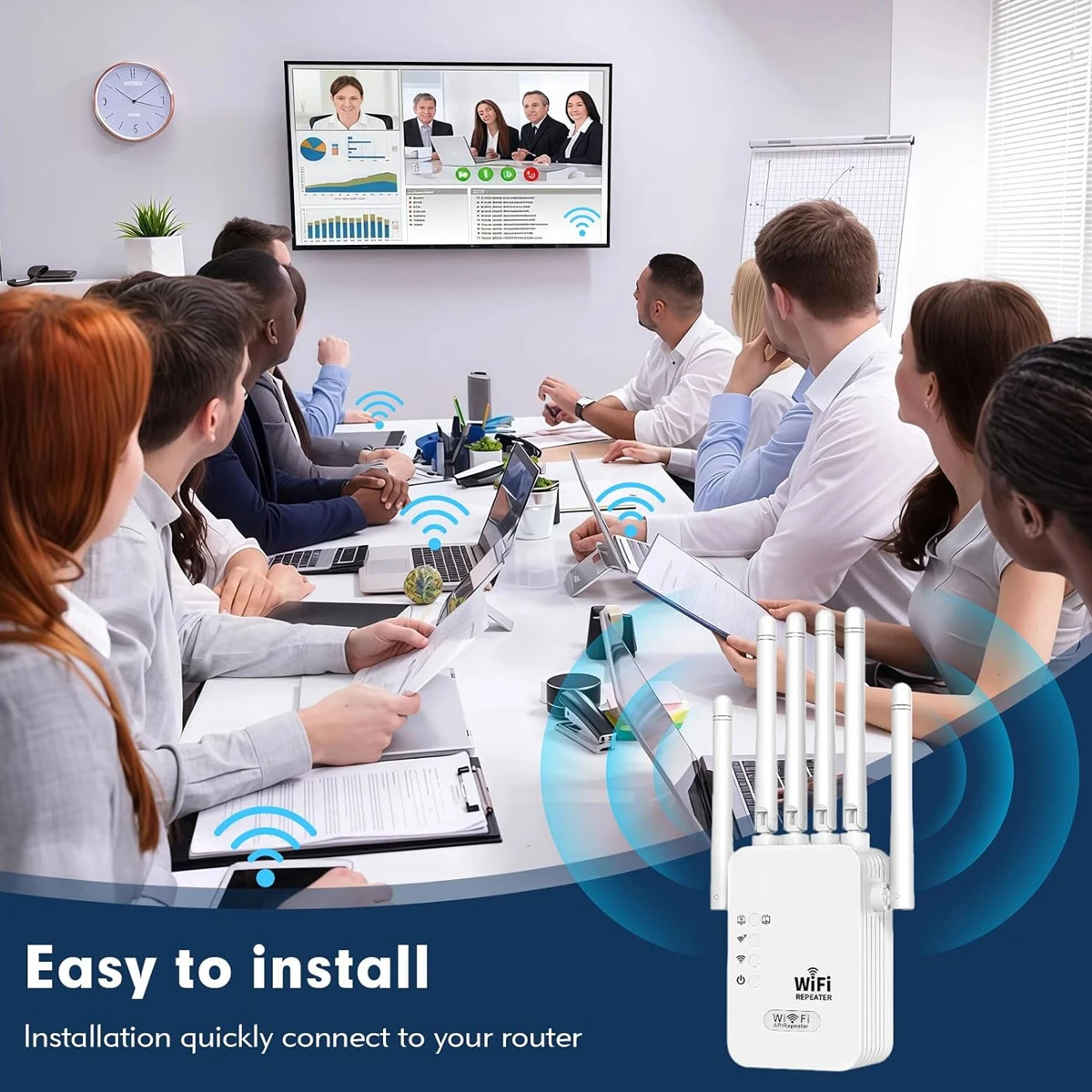 WiFi Repeater Wireless Range Extender with WPS One-Click Pairing, 1200Mbps , AP & Repeater Modes for Home WiFi Dead Zone