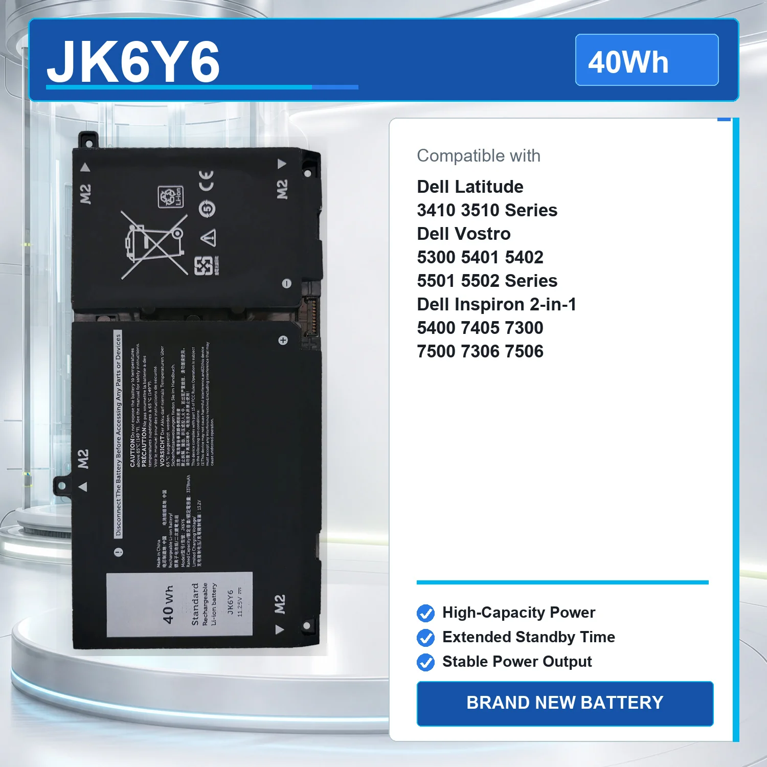 JK6Y6 H5CKD Laptop Battery For Dell Inspiron 5300 5401 5400 2-in-1 Latitude 3410 3510 Vostro 14 5402 5501 5502 P129G