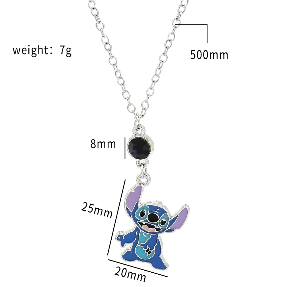 Anime Lilo and Stitch Necklace Cute Cartoon Figure Stitch Angel Pendant Neck Chain Collar Kawaii Jewelry Accessories