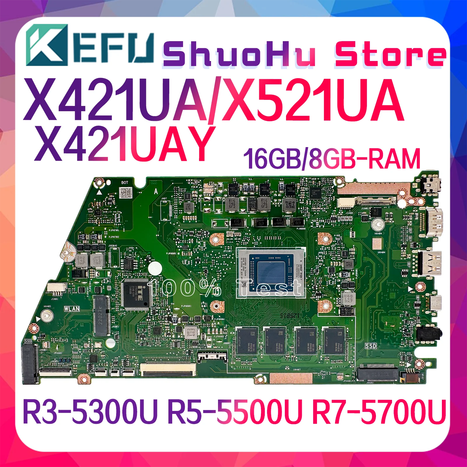 

KEFU X421UA Mainboard For ASUS X421UA D421UA M421UA M421UAY M533UA D533MA Laptop Motherboard R3 R5 R7 RAM-4GB/8GB/16GB