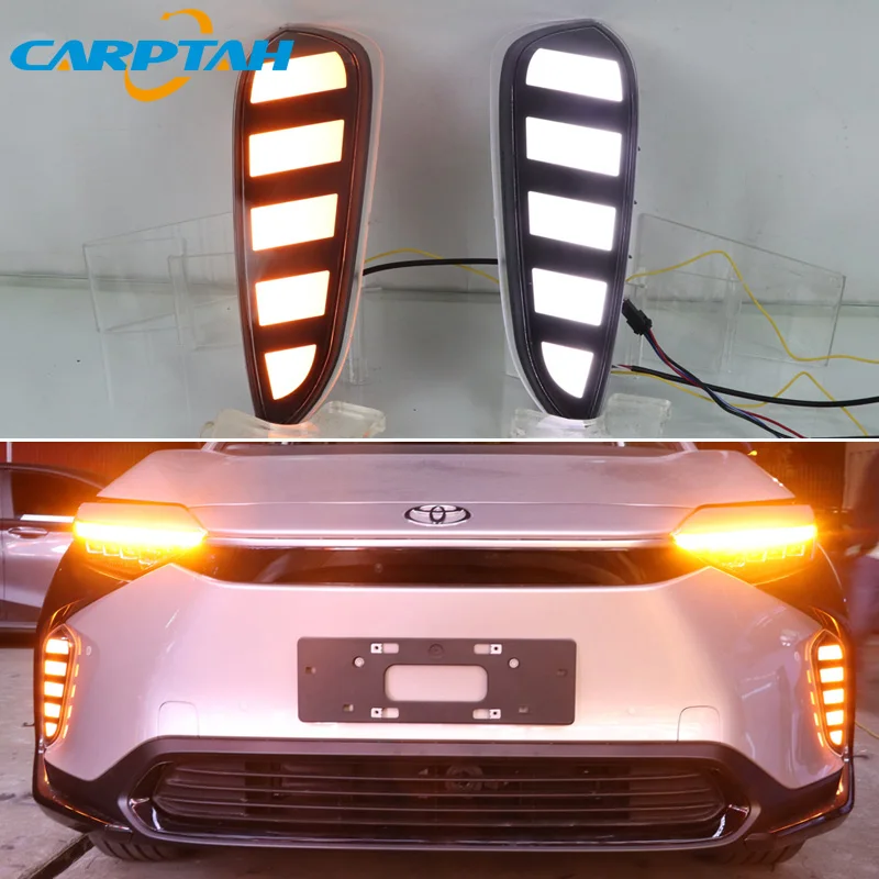 LED Daytime Running Light For Toyota bZ4X 2022-2024 12V Yellow Turn Signal Indicator Light Bumper Lamp LED DRL