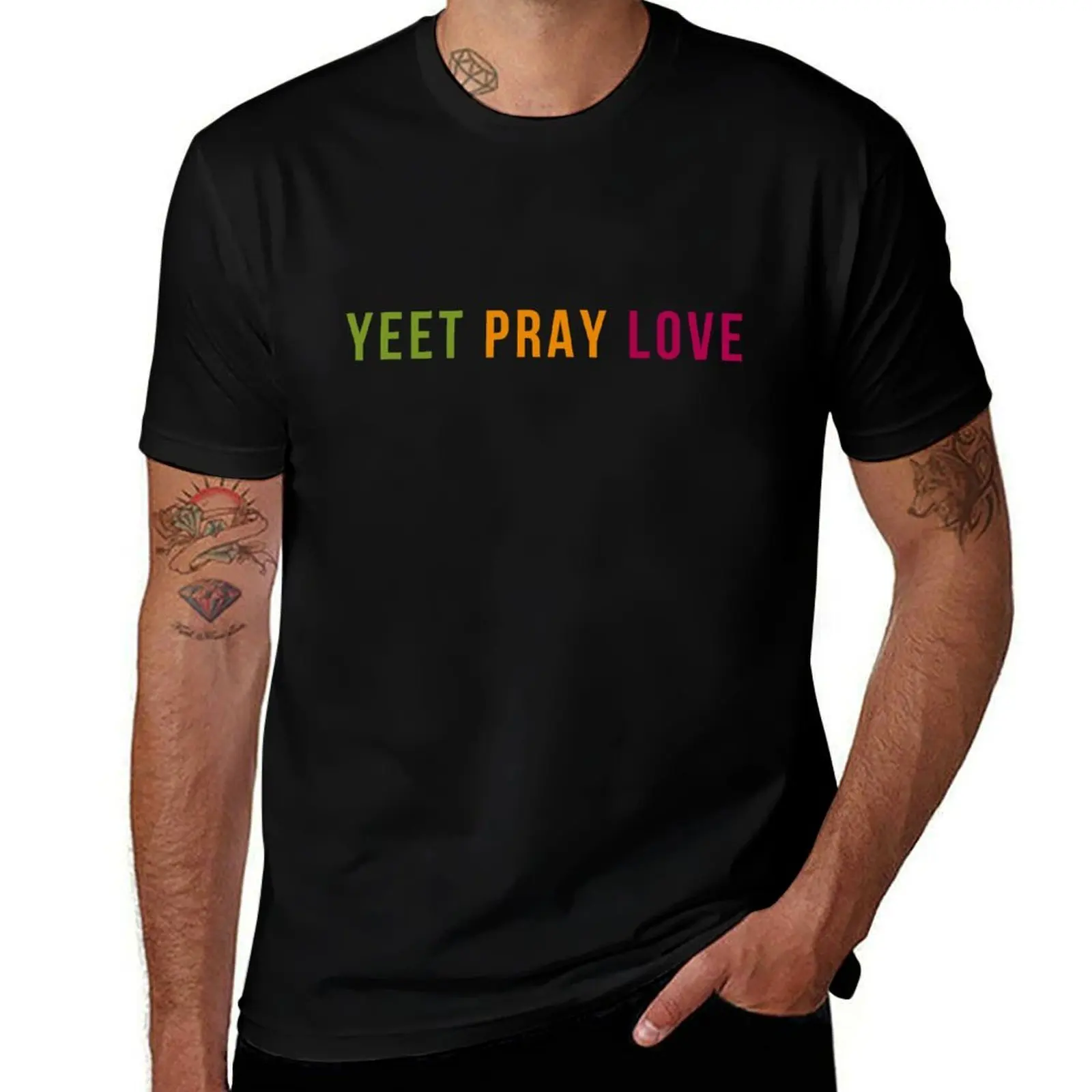 Yeet Pray Love T-Shirt Basic Simple Casual Short Sleeve Tee T-Shirt