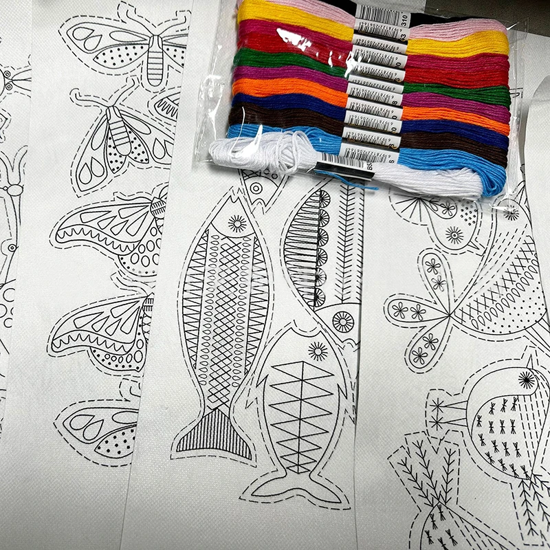 Hand Embroidery Pattern Transfer Paper Set Water Soluble Disposable Stickers Clothes Patch Printing Paper Earrings Making Decal