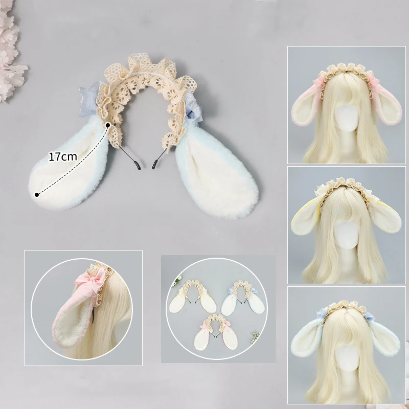 

Повязка на голову с кроличьими ушками Лолиты Алисы, косплей, белый кролик, костюмы для Хэллоуина, реквизит, кавайный головной убор с ушками животных, нарядное платье