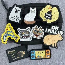 Cartoon Animal Patches for Clothes Cute Morale Badge Hook and Loop Cat Patch Capybara Backpack Stickers Appliques