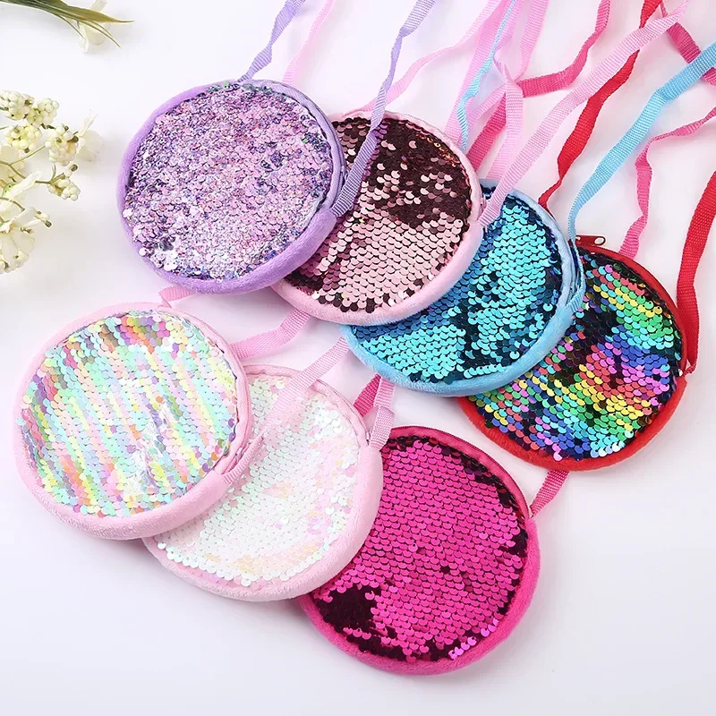 Kindergarten for 2 To 4 Years Old Girls Messenger Bag Fashion Princess Girl Baby Cute Plush Sequin Shoulder Bag Coin Purse Bags