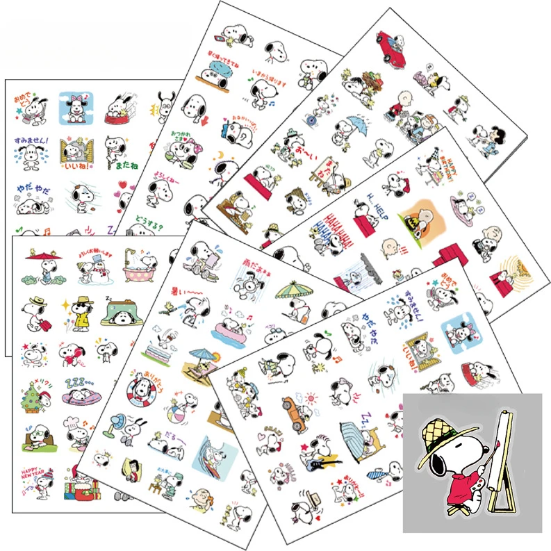 Snoopy Stickers Cute Cartoon Dog Journal Stickers Mobile Phone Computer Notebooks PVC Stickers Kids Gifts Decals