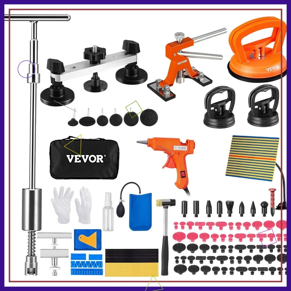 

117 шт. комплект для ремонта без покраски вмятин с золотым подъемником, съемником моста, молотком для вмятин на кузове автомобиля